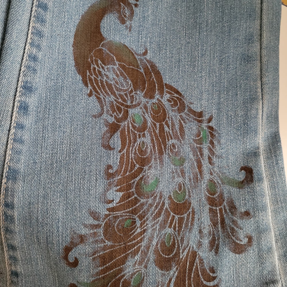 Levi's Blue Jeans with Peacock Design